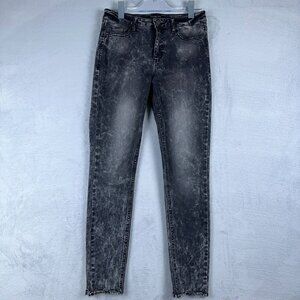 Mamba Jeans Super Skinny Jeans Acid Wash Raw Hem Women's Black Size 9/29